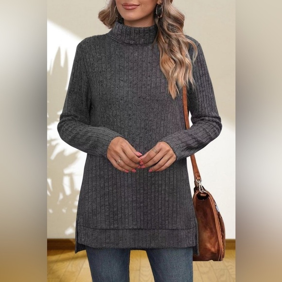 Gentle Slope High Low Thick Turtleneck Sweater - Picture 2 of 5